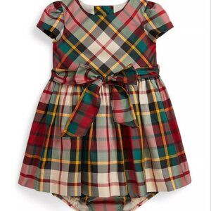 Ralph Lauren Baby Girls' Plaid Twill Dress and Bloomer 0-3 months